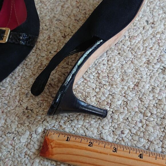 kate spade gold buckle suede leather slingback pump size 7.5B - Picture 11 of 13